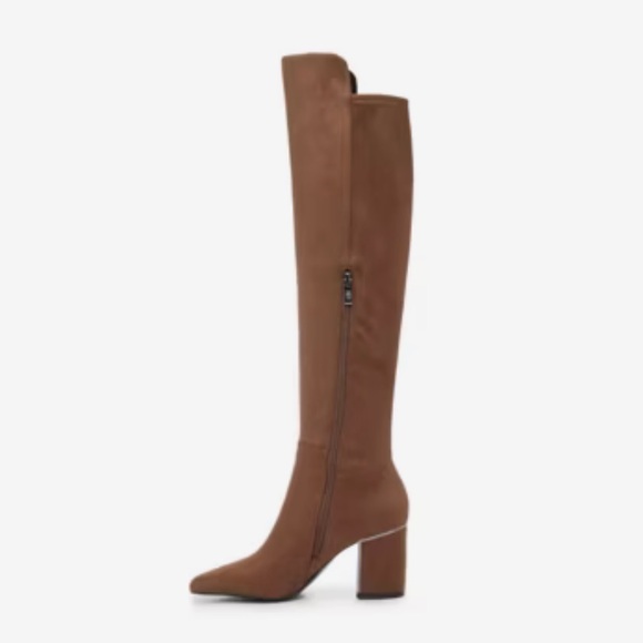 DKNY Cilli Boot Over the Knee / Pecan Brown Vegan Suede Partial Zipper Size 9 - Picture 8 of 17